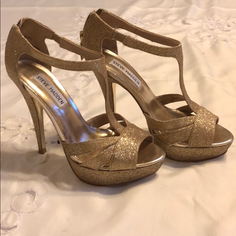 Steve Madden Gold glitter platform heels